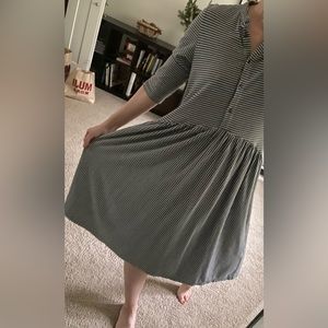 Grey and white stripes dress
